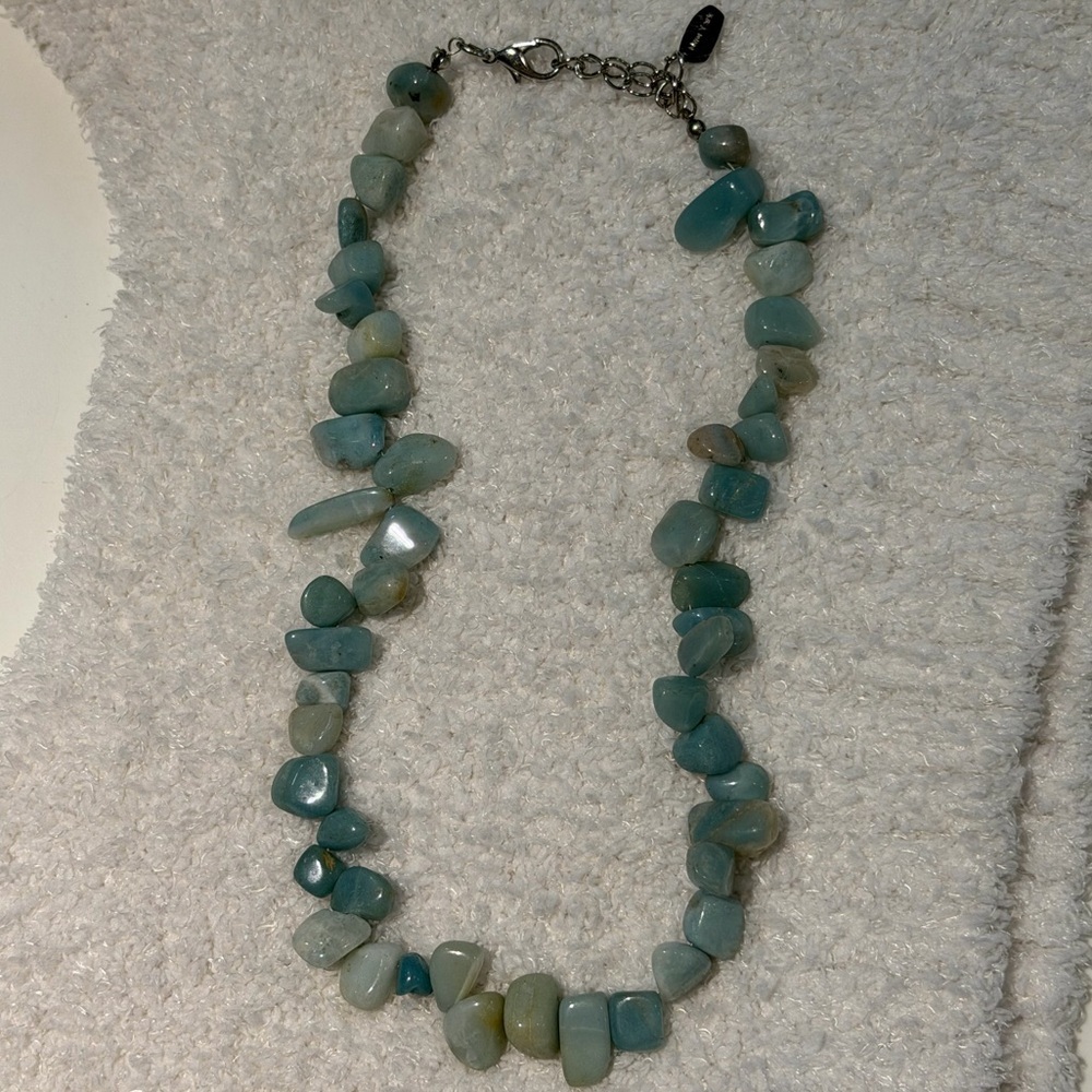 necklace made of polished aquamarine chip